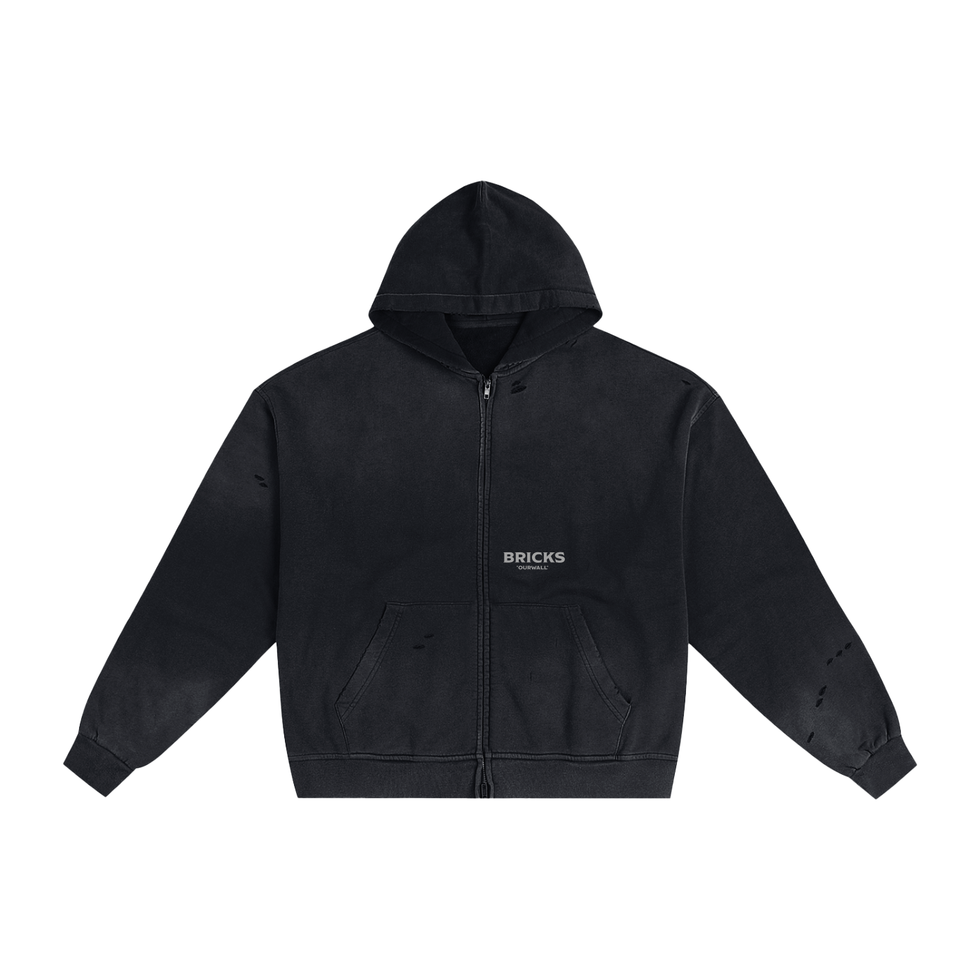 BRICKS FUNDAMENTALS DISTRESSED SLOGAN ZIP UP