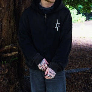 BRICKS FUNDAMENTALS DISTRESSED LOGO ZIP UP (BLACK)