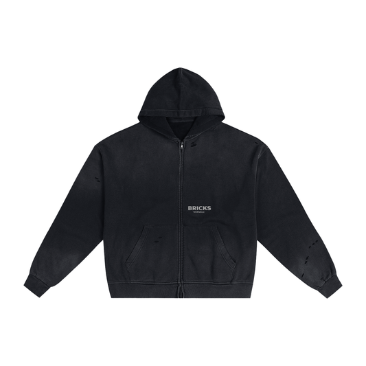 BRICKS FUNDAMENTALS DISTRESSED SLOGAN ZIP UP