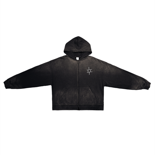 BRICKS FUNDAMENTALS DISTRESSED LOGO ZIP UP (BLACK)